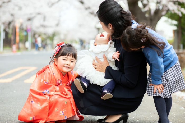 妹と一緒に。三歳七五三出張撮影