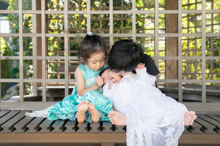 出張撮影,琴平神社,お宮参り,仲良し三兄妹