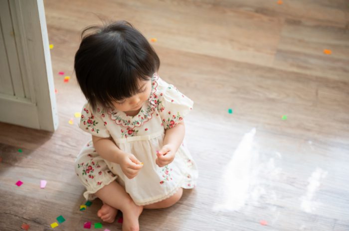 1歳女の子記念写真撮影,紙吹雪