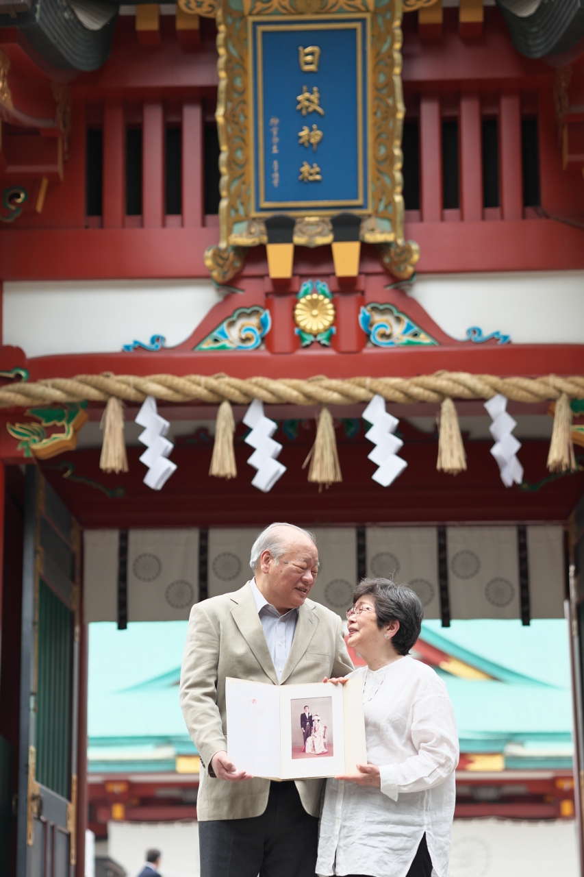 金婚式,出張撮影,赤坂日枝神社,家族写真,孫,結婚50年,結婚当時