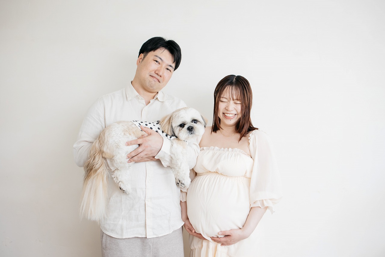 32週,マタニティフォト,マタニティ撮影,わんちゃんと,愛犬と,スタジオ撮影,渋谷スタジオ,STUDIO撮ろうよ